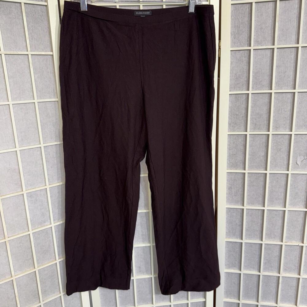 Eileen Fisher Straight Leg‎ Stretch Elastic Waist Pull-On Brown Pants Size M